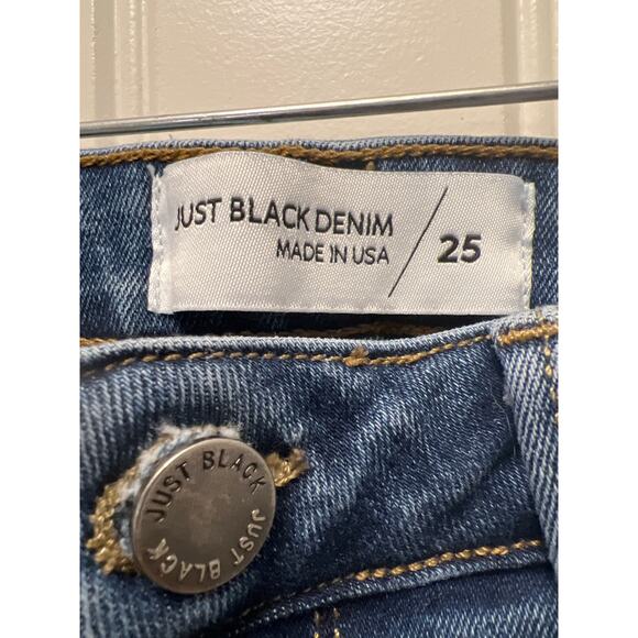 Just‎ Black Denim Women’s High Waisted Straight Fringe Hem Jeans Size 25 Blue - Picture 2 of 5